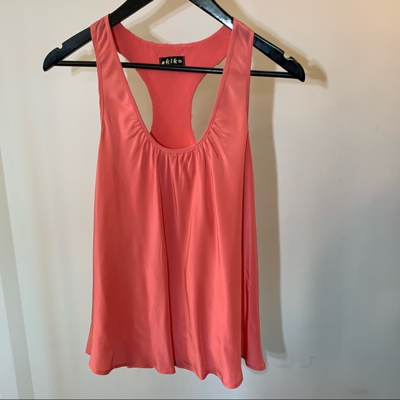 Akiko Silk Peach/Salmon Tank Top, Small - Picture 1 of 5